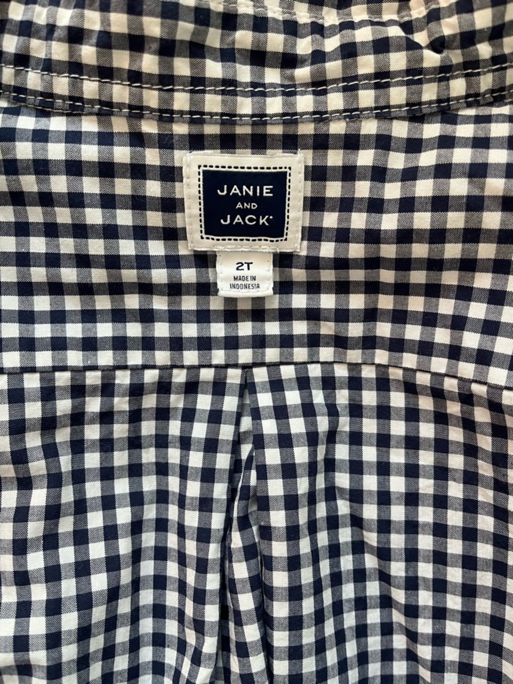 Janie and Jack Blue Navy Plaid Checkered Button Down Long Sleeve Toddler Boy 2T - Picture 2 of 6